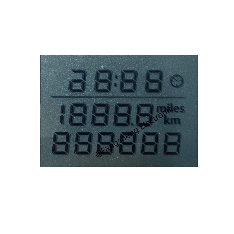 จอแสดงผล LCD แบบกำหนดเองสำหรับมาตรวัดความเร็ว จอแสดงผล LCD ส่วน OEM ODM สำหรับรถจักรยานยนต์ TN Monochrome LCD