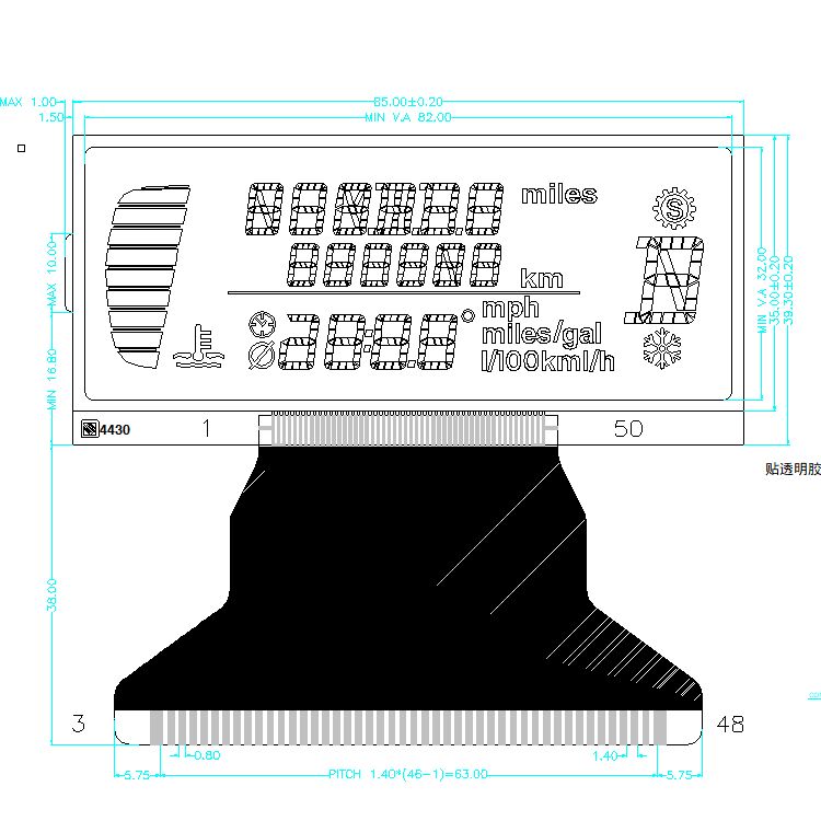 ผู้ผลิตจอแสดงผล LCD ส่วน OEM TN STN HTN FSTN โรงงาน LCD ขาวดำสำหรับรถจักรยานยนต์/มาตรวัดความเร็ว/รถยนต์