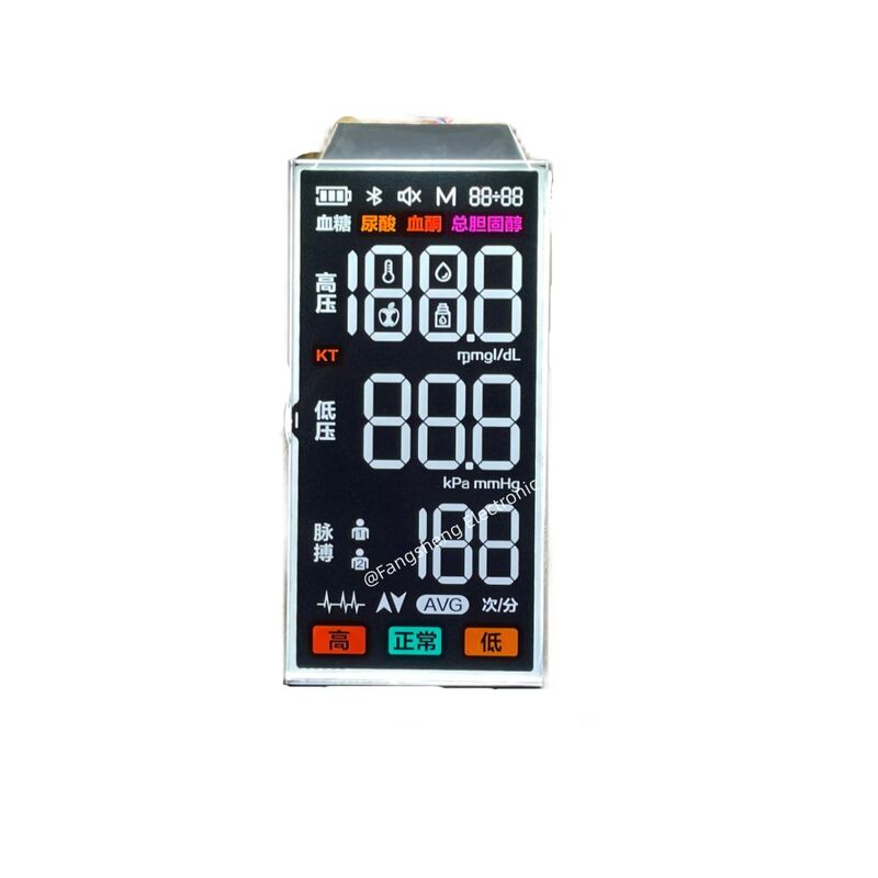 กำหนดเอง TN Negative Transmissive Type LCD TN LCD 7 ส่วนแสดงสำหรับ Sphygmomanometer