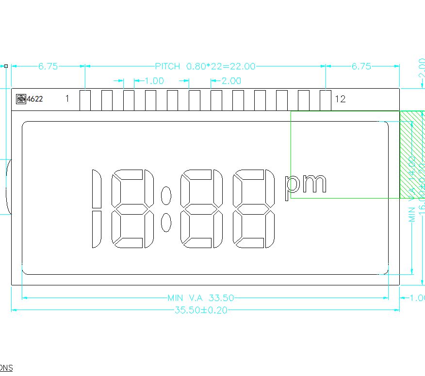 ขนาดที่กำหนดเองจอแสดงผล Monochrome TN LCD สำหรับนาฬิกาตัวเลข TN Segment LCD Panel หน้าจอ LCD TN
