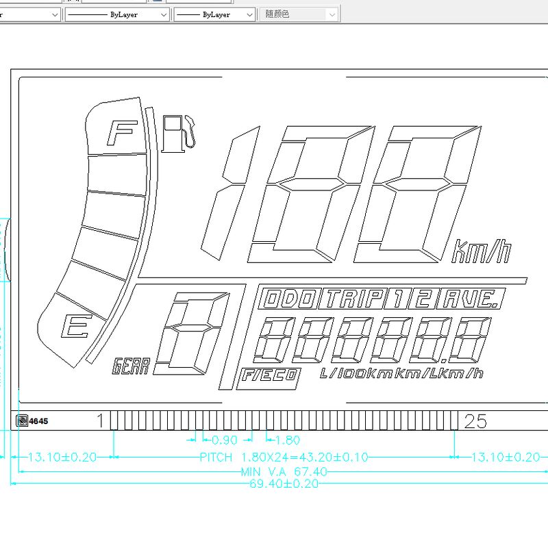 มาตรวัดความเร็วแบบกำหนดเองจอแสดงผล LCD จอแสดงผลดิจิตอล 7 ส่วนสำหรับรถจักรยานยนต์และยานพาหนะไฟฟ้า (EV)