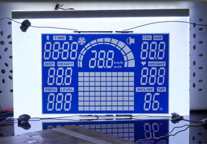 ปรับแต่งจอแสดงผล LCD 7 Segment HTN Negative Lcd Blue Backgound Display สำหรับ Sport Equiment