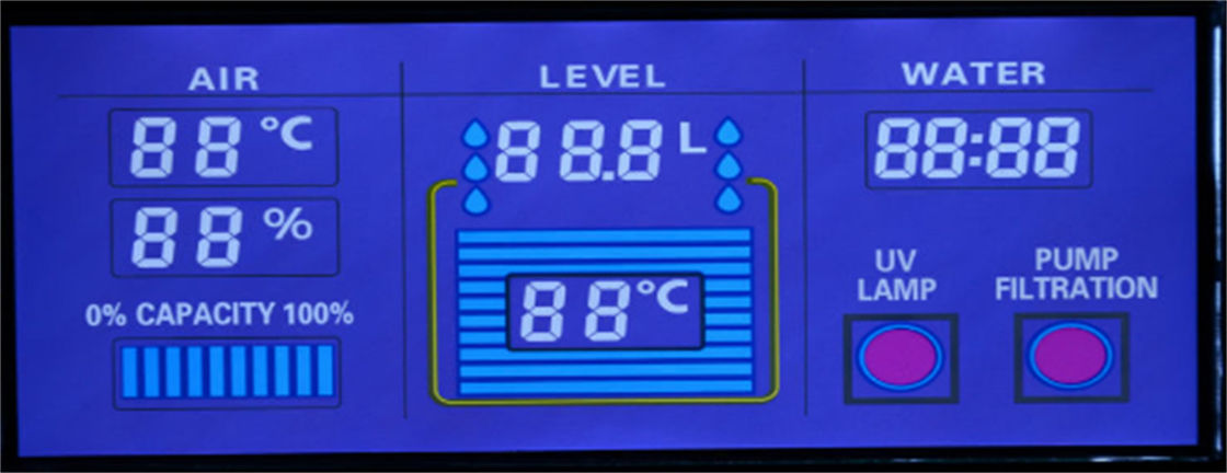 2.8 V HTN จอแสดงผล LCD กำหนดเองเซเว่นเซกเมนต์สีขาวความคมชัดสูง