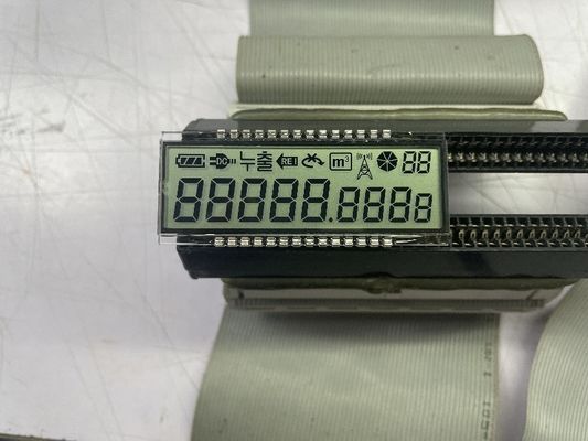โรงงาน Custom 8 หลัก TN LCD Display สะสม 7 ภาค การเชื่อมต่อรหัส PIN สําหรับเครื่องวัดแก๊สอิเล็กทรอนิกส์